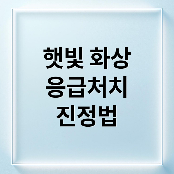 햇빛 화상
응급처치
진정법 (햇빛 탄 피부 회복)