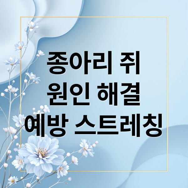 종아리 쥐
원인 해결
예방 스트레칭 (종아리 쥐났을때 해결법)