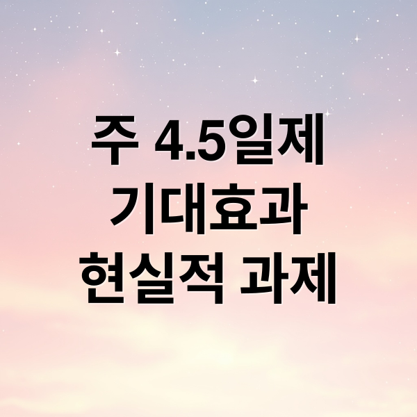 주 4.5일제
기대효과
현실적 과제 (주 4.5일제 현실)
