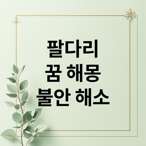 팔다리
꿈 해몽
불안 해소 (팔다리 잘리는 꿈 해몽 25가지)