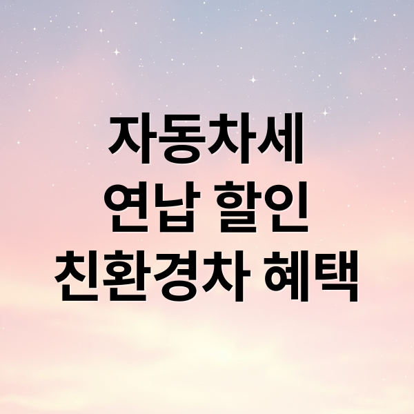 자동차세
연납 할인
친환경차 혜택 (자동차세 절약 비법)