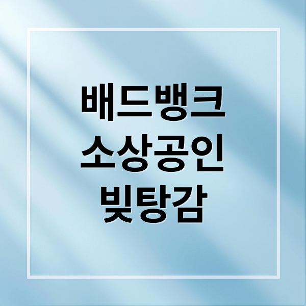 배드뱅크
소상공인
빚탕감 (배드뱅크 빚탕감)