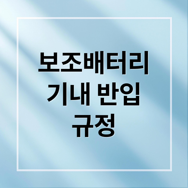 보조배터리
기내 반입
규정 (항공사 보조배터리 규정)