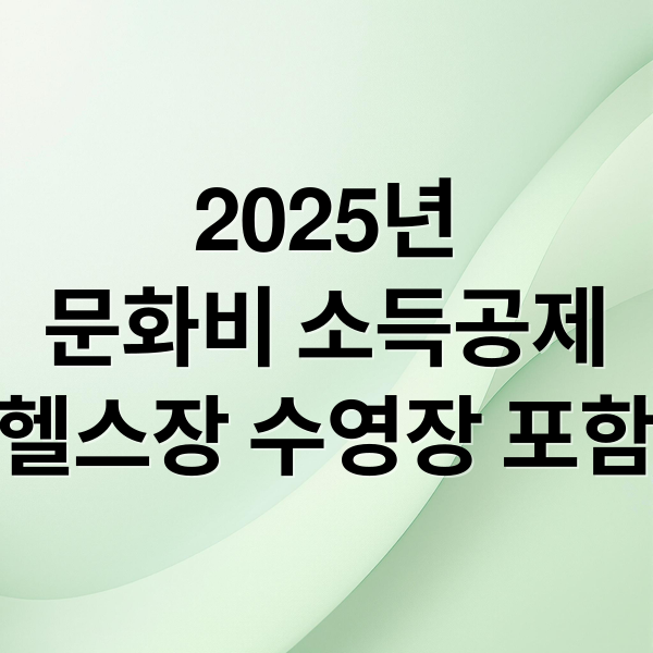 2025년
문화비 소득공제
헬스장 수영장 포함 (문화비 소득공제)