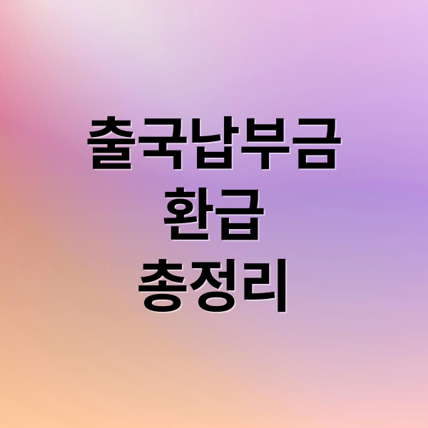 출국납부금
환급
총정리 (출국납부금 환급 방법)
