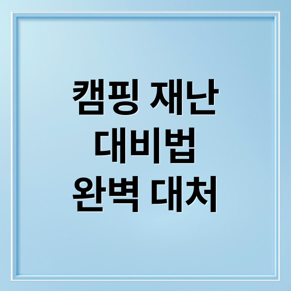 캠핑 재난
대비법
완벽 대처 (캠핑 대피 요령)