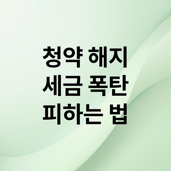 청약 해지
세금 폭탄
피하는 법 (주택청약종합저축 해지)