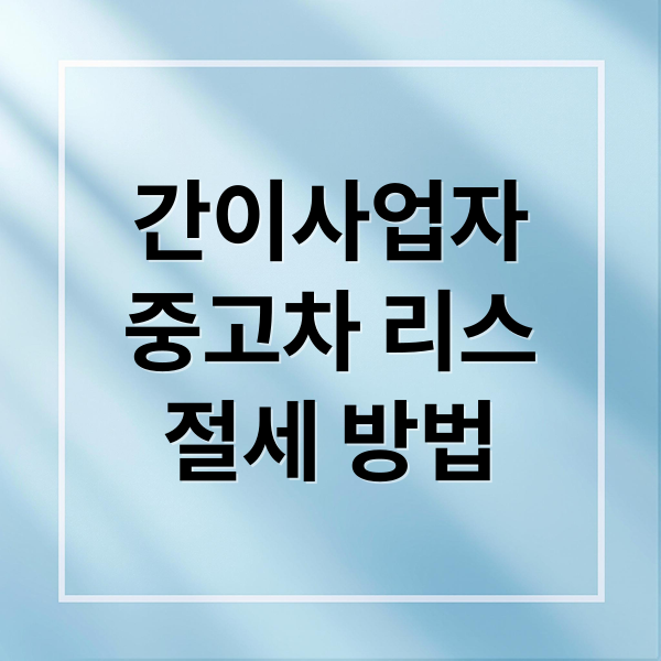 간이사업자
중고차 리스
절세 방법 (간이사업자 중고차 리스)