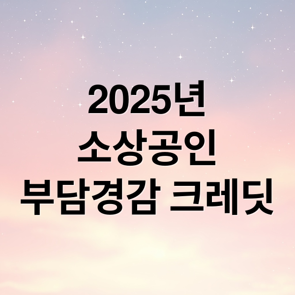 2025년
소상공인
부담경감 크레딧 (2025 소상공인 부담경감 크레딧 50만원)