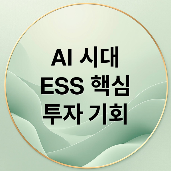 AI 시대
ESS 핵심
투자 기회 (ESS 관련주)