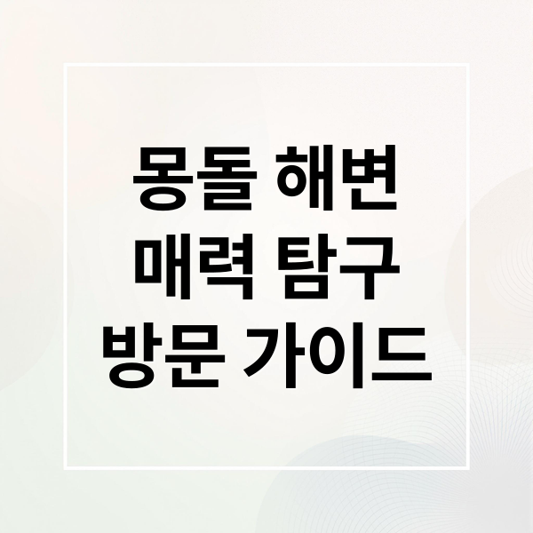 몽돌 해변
매력 탐구
방문 가이드 (전국 자갈밭 해변)