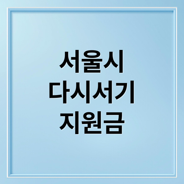 서울시
다시서기
지원금 (서울 소상공인 다시서기 프로젝트)